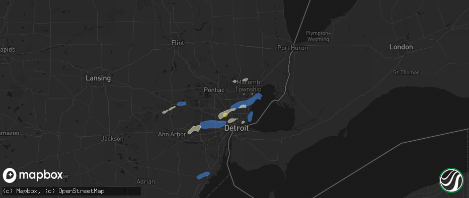 Hail map in Sterling Heights, MI on May 19, 2026