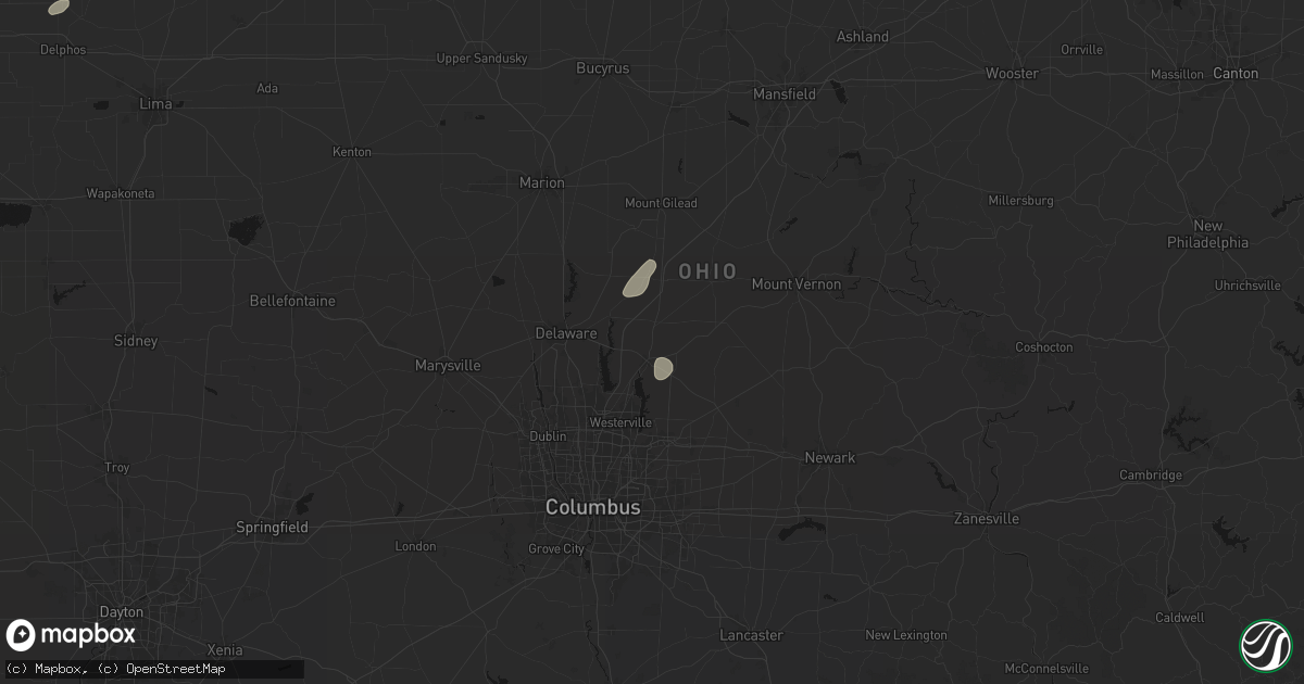 Hail map in Sunbury, OH on May 19, 2026