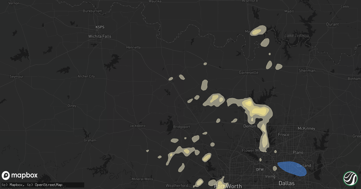 Hail map in Sunset, TX on May 19, 2026