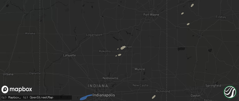Hail map in Swayzee, IN on May 19, 2026