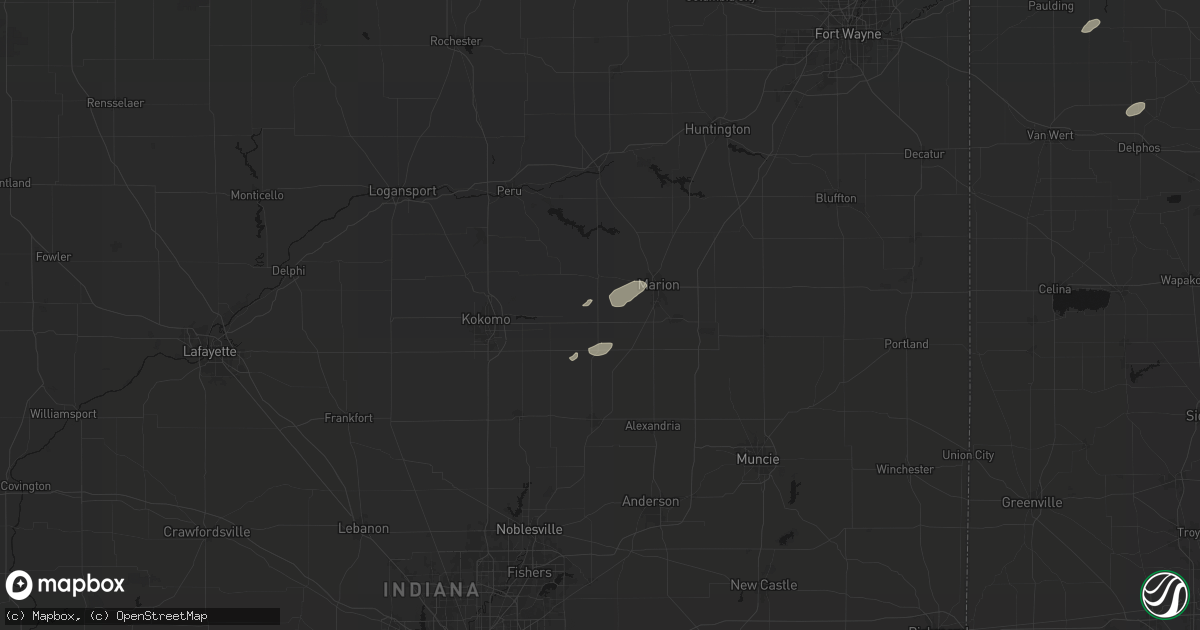 Hail map in Swayzee, IN on May 19, 2026