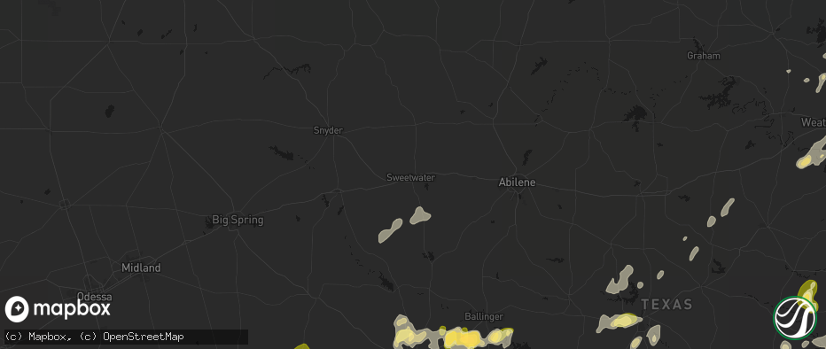 Hail map in Sweetwater, TX on May 19, 2026