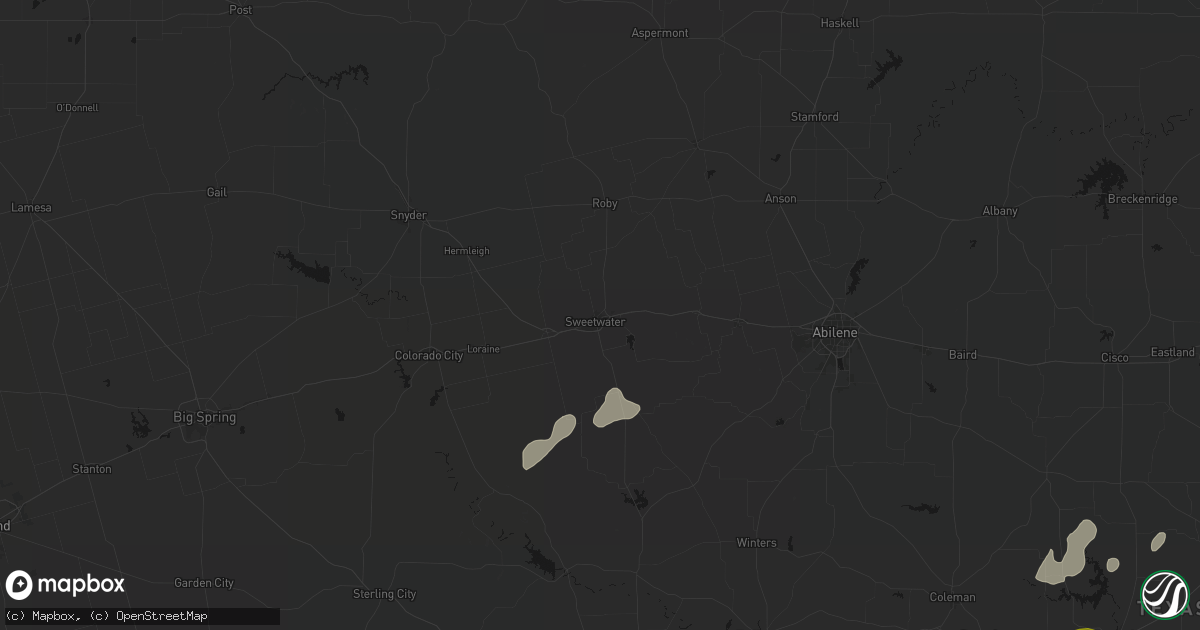 Hail map in Sweetwater, TX on May 19, 2026