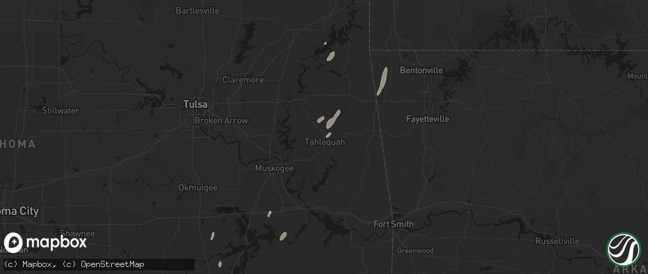 Hail map in Tahlequah, OK on May 19, 2026