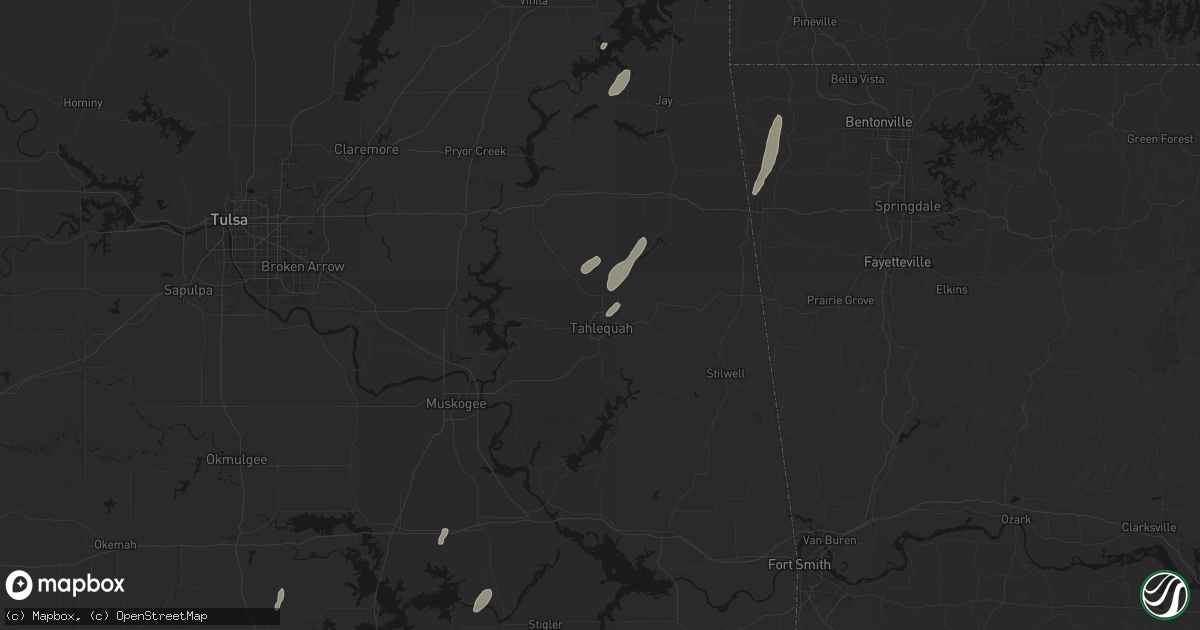 Hail map in Tahlequah, OK on May 19, 2026