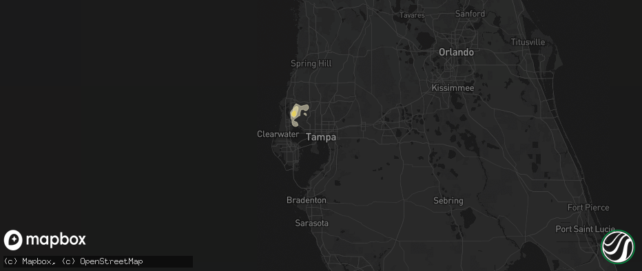 Hail map in Tampa, FL on May 19, 2026