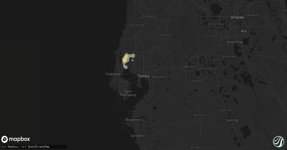 Hail map in Tampa, FL on May 19, 2026