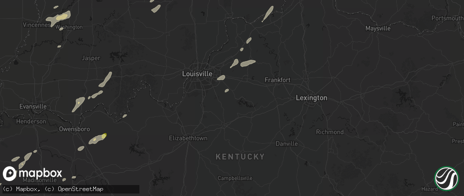 Hail map in Taylorsville, KY on May 19, 2026