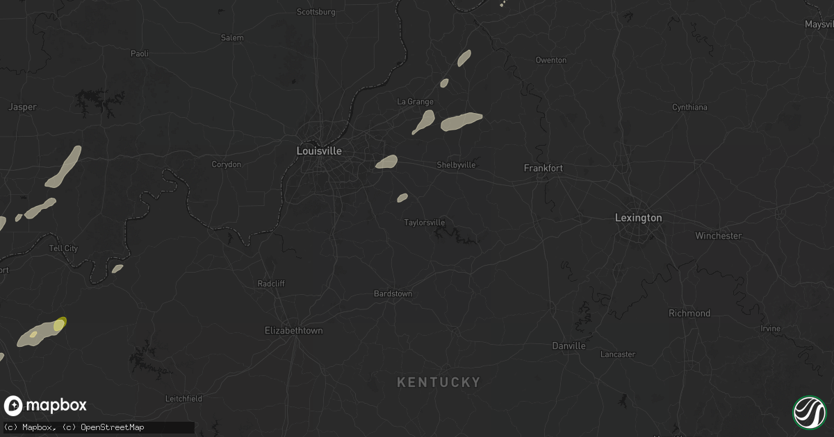 Hail map in Taylorsville, KY on May 19, 2026