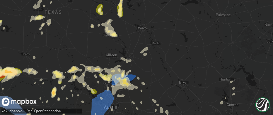 Hail map in Temple, TX on May 19, 2026