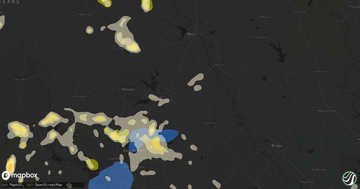Hail map in Temple, TX on May 19, 2026