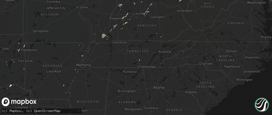 Hail map in Tennessee on May 19, 2026