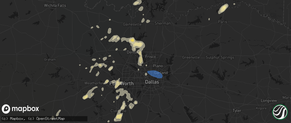 Hail map in The Colony, TX on May 19, 2026