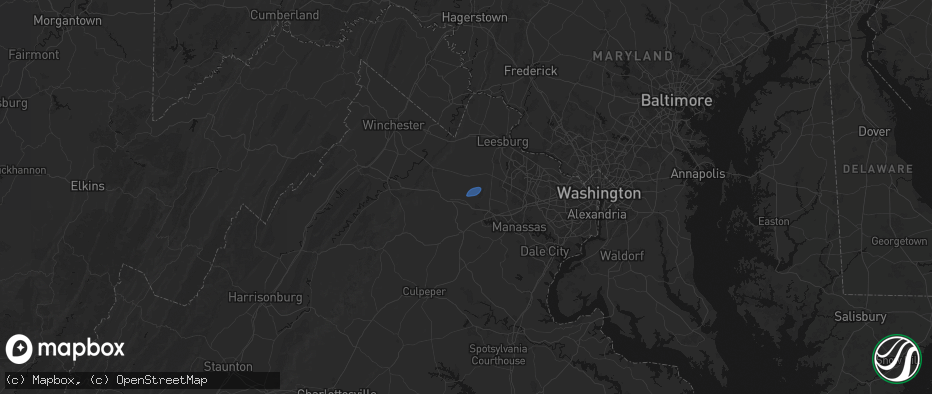 Hail map in The Plains, VA on May 19, 2026