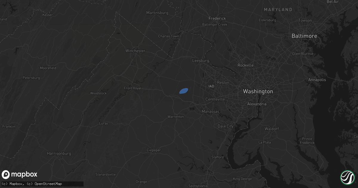 Hail map in The Plains, VA on May 19, 2026