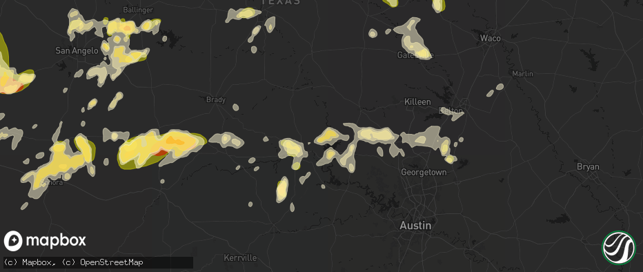 Hail map in Tow, TX on May 19, 2026