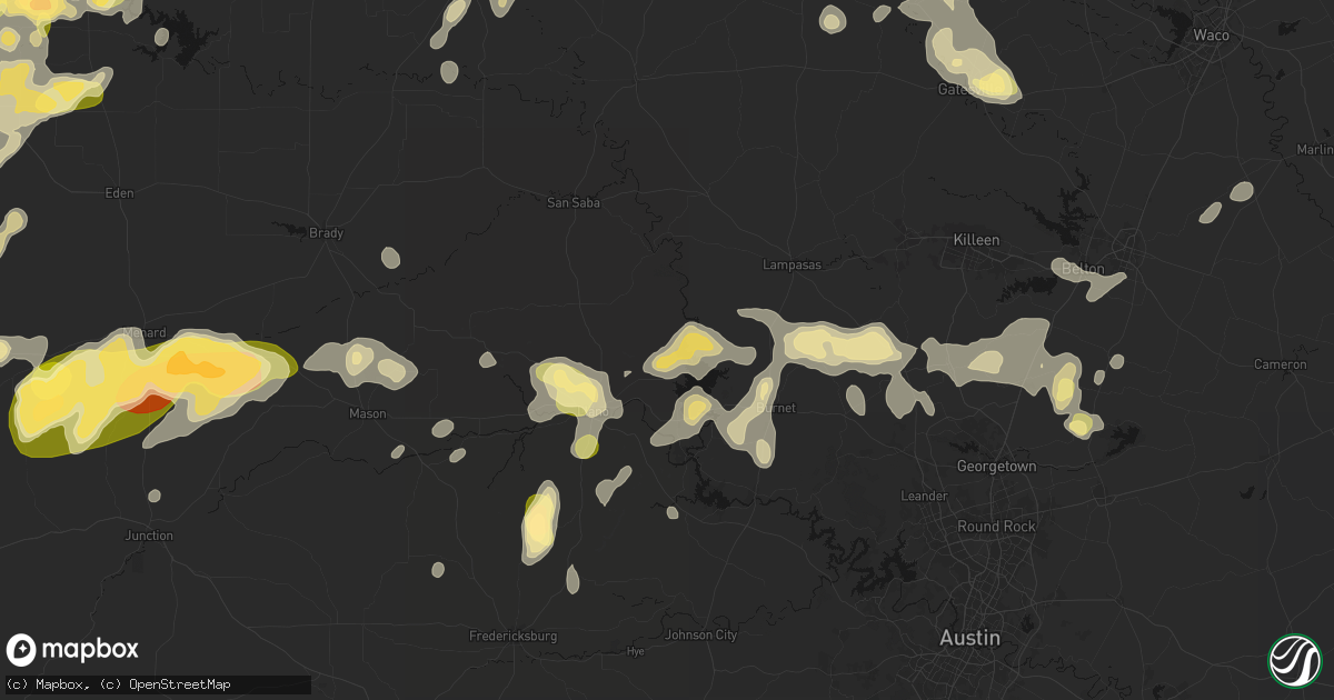 Hail map in Tow, TX on May 19, 2026