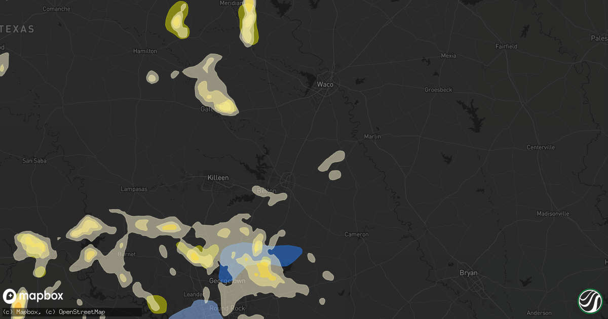Hail map in Troy, TX on May 19, 2026