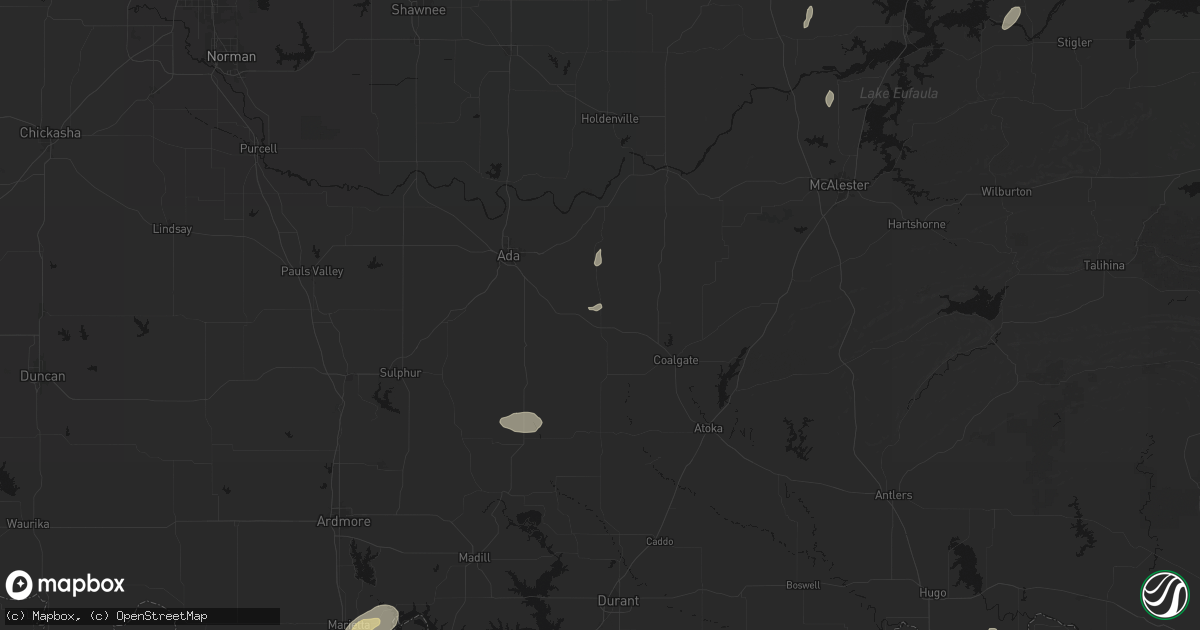 Hail map in Tupelo, OK on May 19, 2026