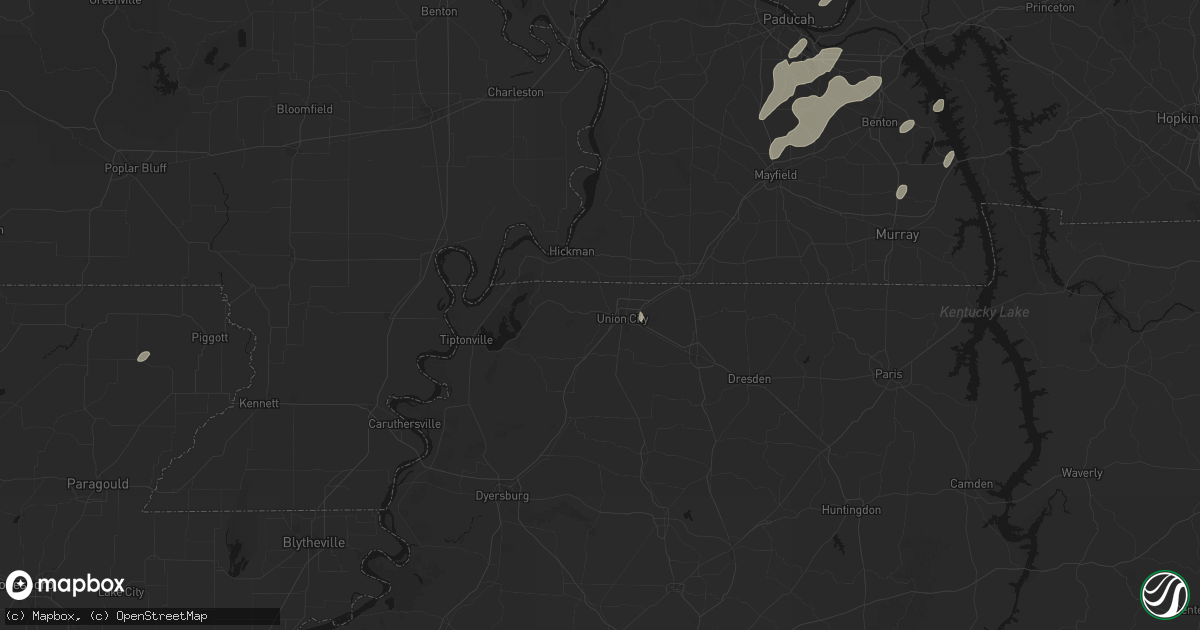 Hail map in Union City, TN on May 19, 2026