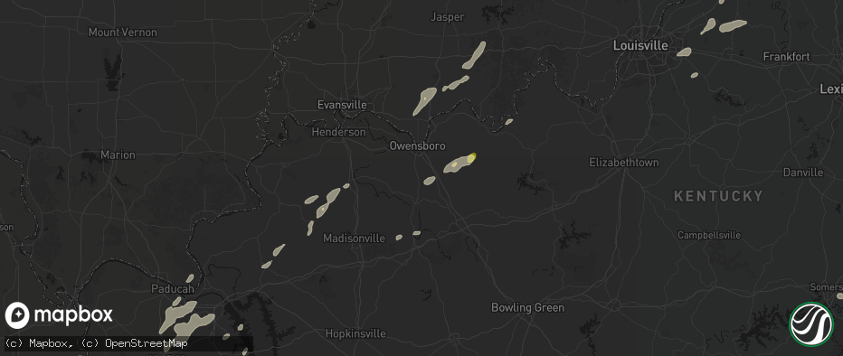 Hail map in Utica, KY on May 19, 2026