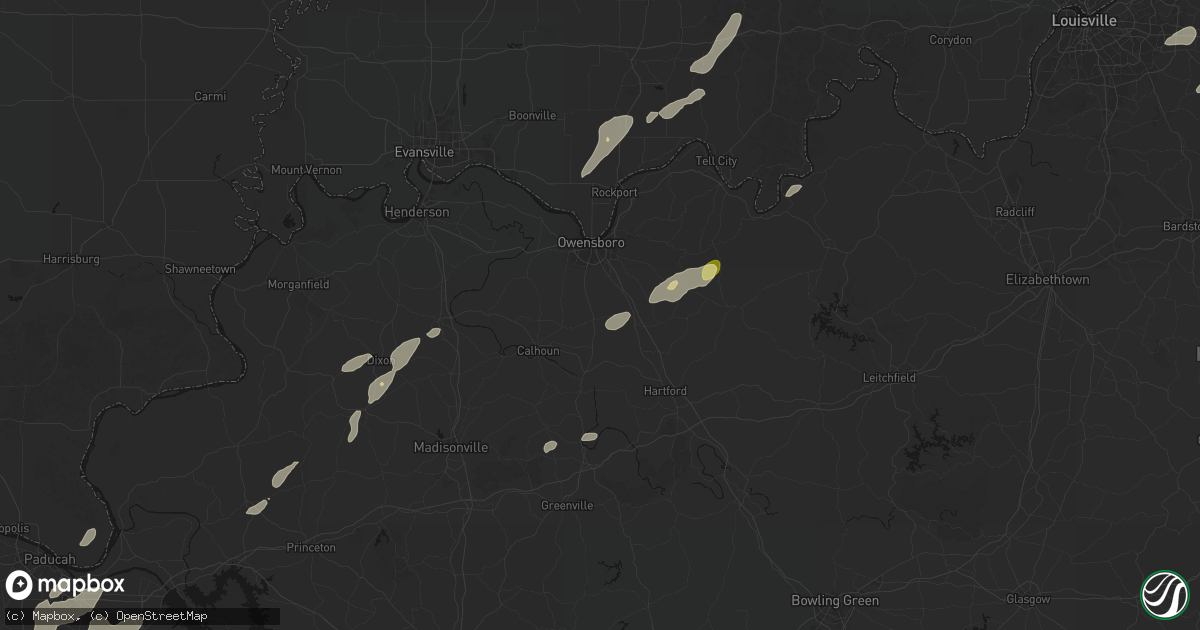 Hail map in Utica, KY on May 19, 2026