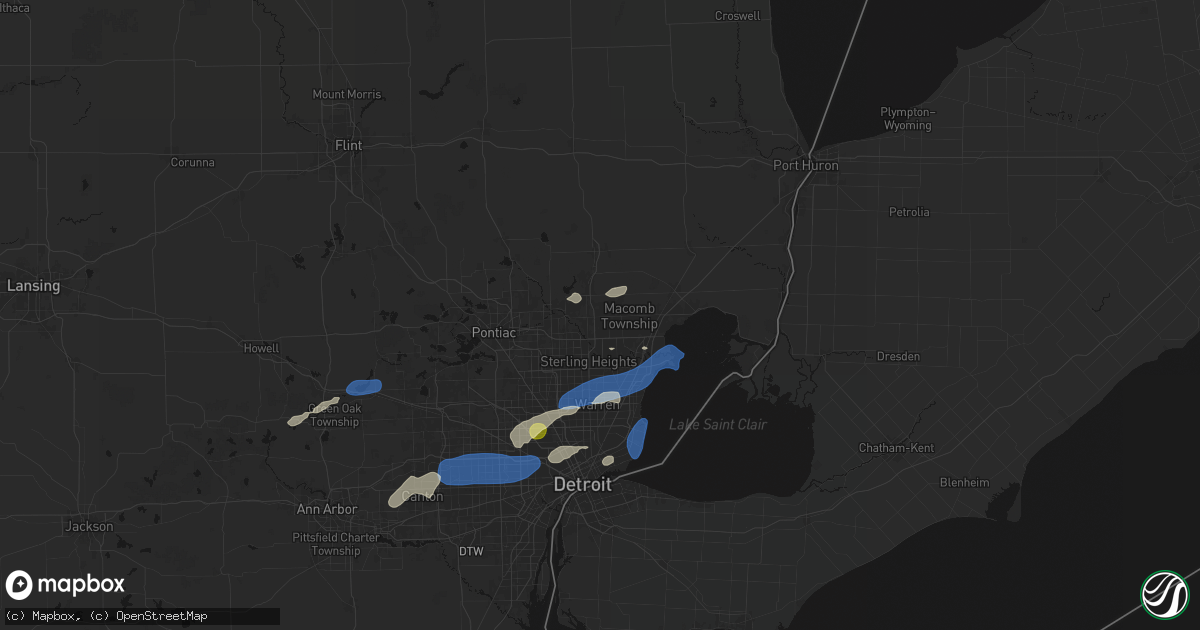 Hail map in Utica, MI on May 19, 2026