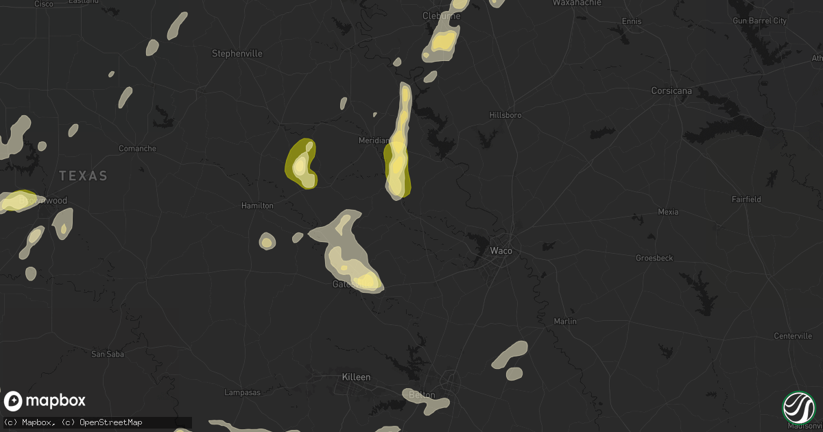 Hail map in Valley Mills, TX on May 19, 2026