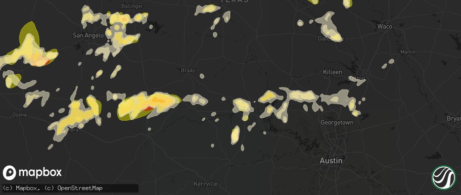 Hail map in Valley Spring, TX on May 19, 2026