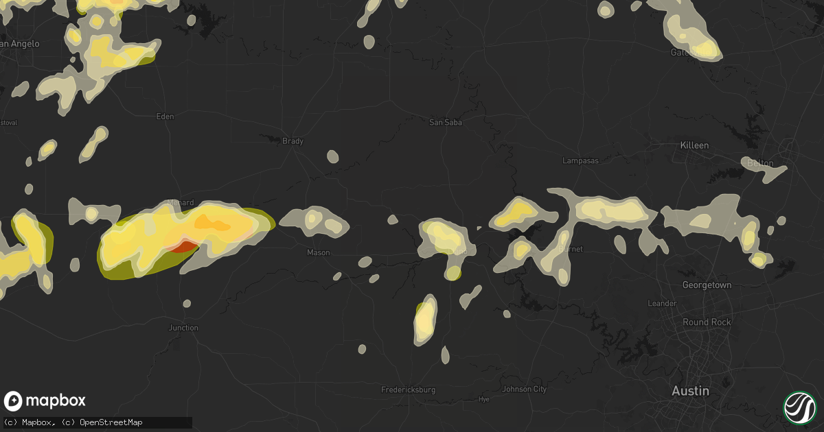 Hail map in Valley Spring, TX on May 19, 2026