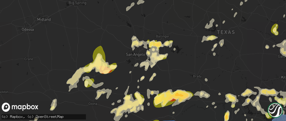 Hail map in Wall, TX on May 19, 2026