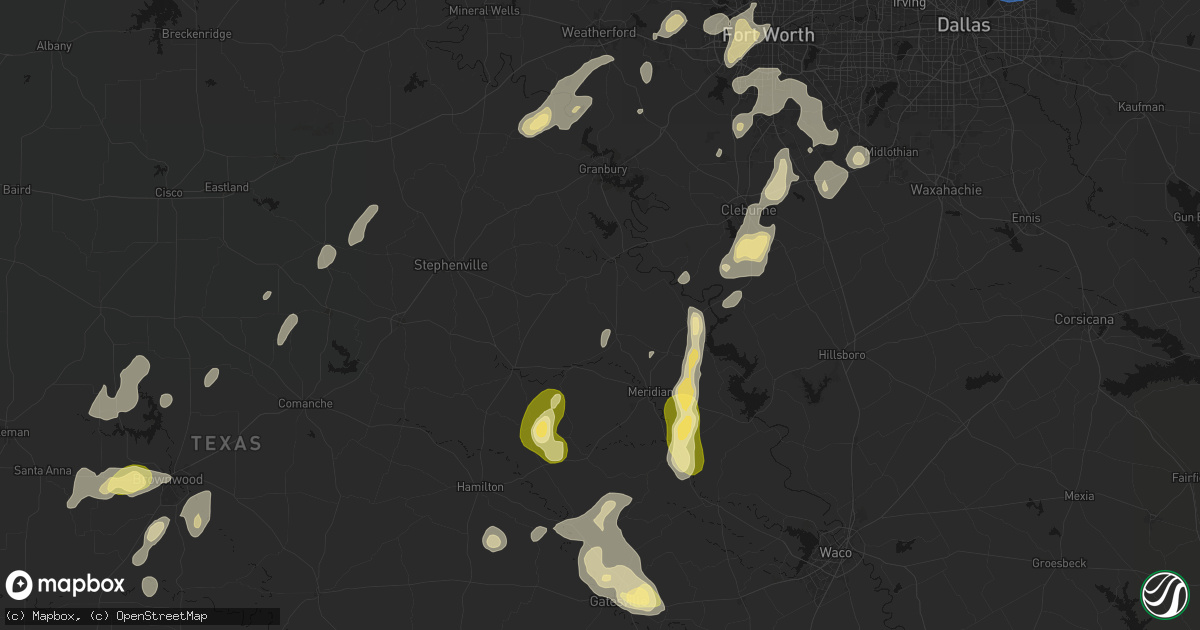 Hail map in Walnut Springs, TX on May 19, 2026