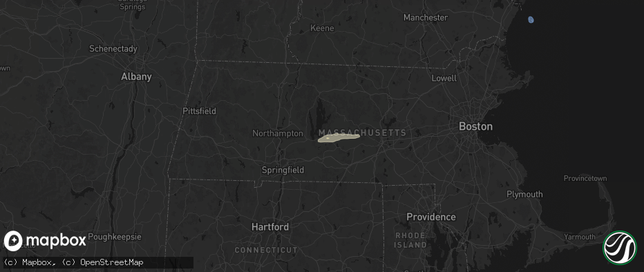 Hail map in Ware, MA on May 19, 2026