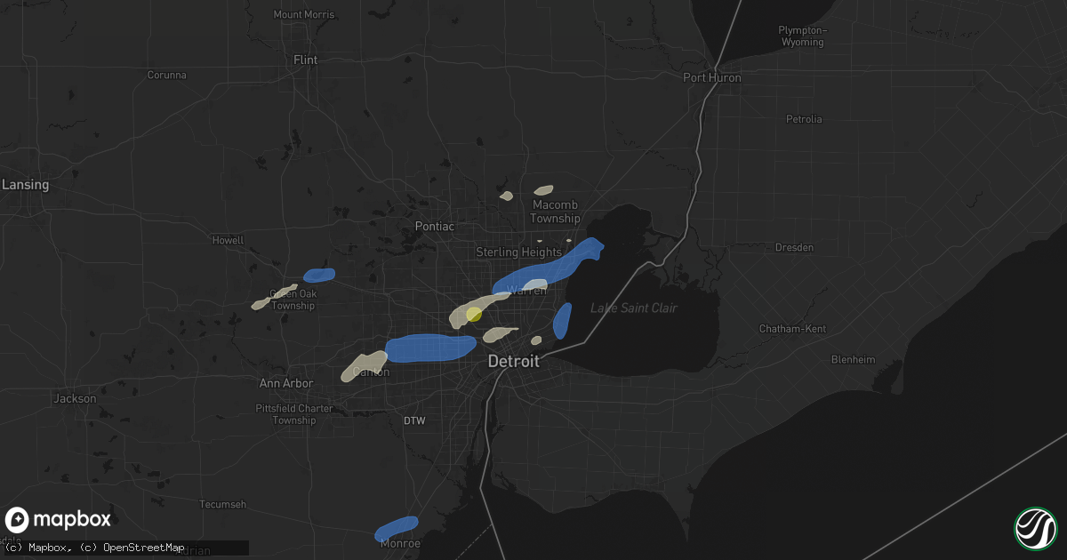 Hail map in Warren, MI on May 19, 2026