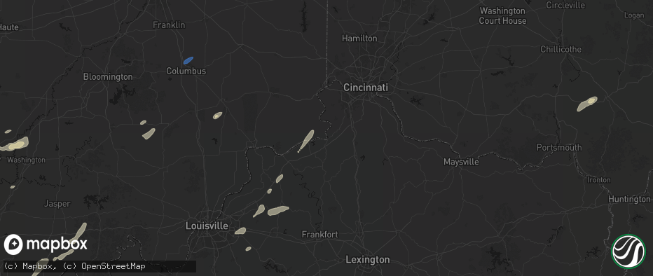 Hail map in Warsaw, KY on May 19, 2026