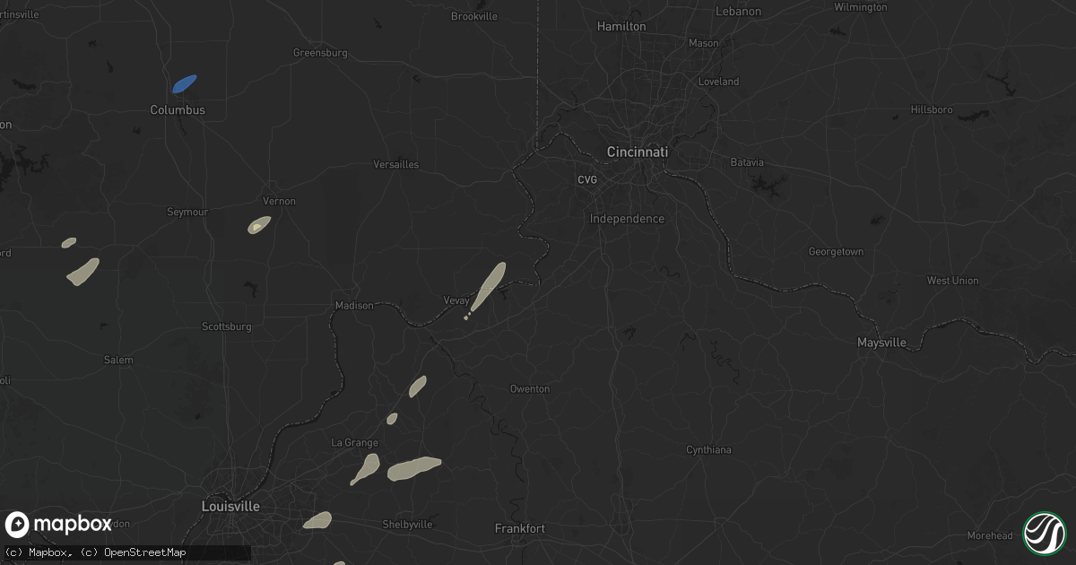 Hail map in Warsaw, KY on May 19, 2026