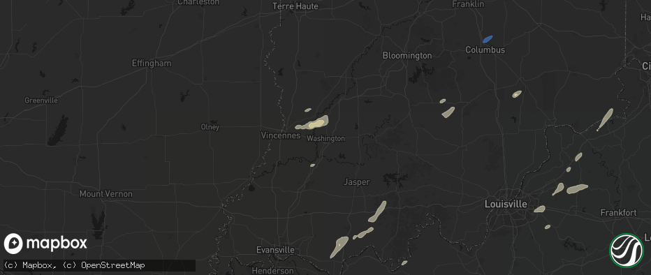 Hail map in Washington, IN on May 19, 2026