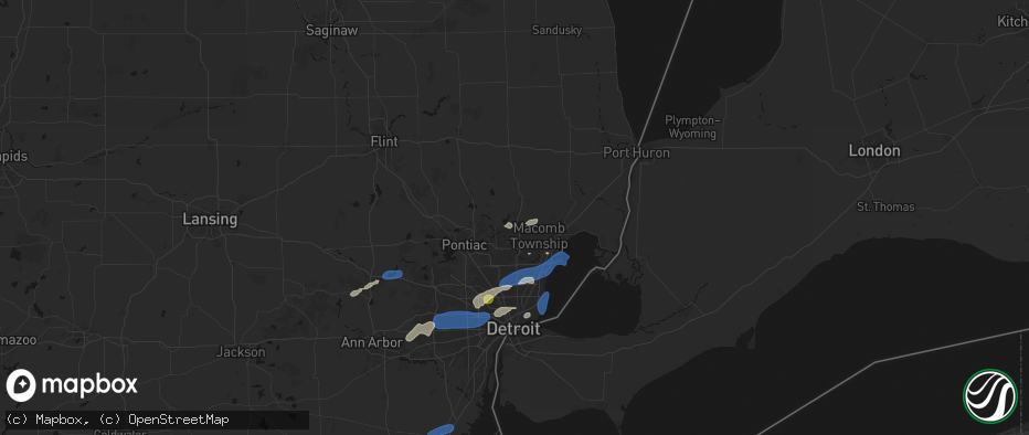 Hail map in Washington, MI on May 19, 2026