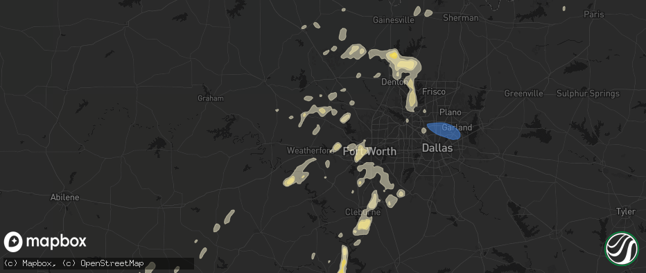 Hail map in Weatherford, TX on May 19, 2026