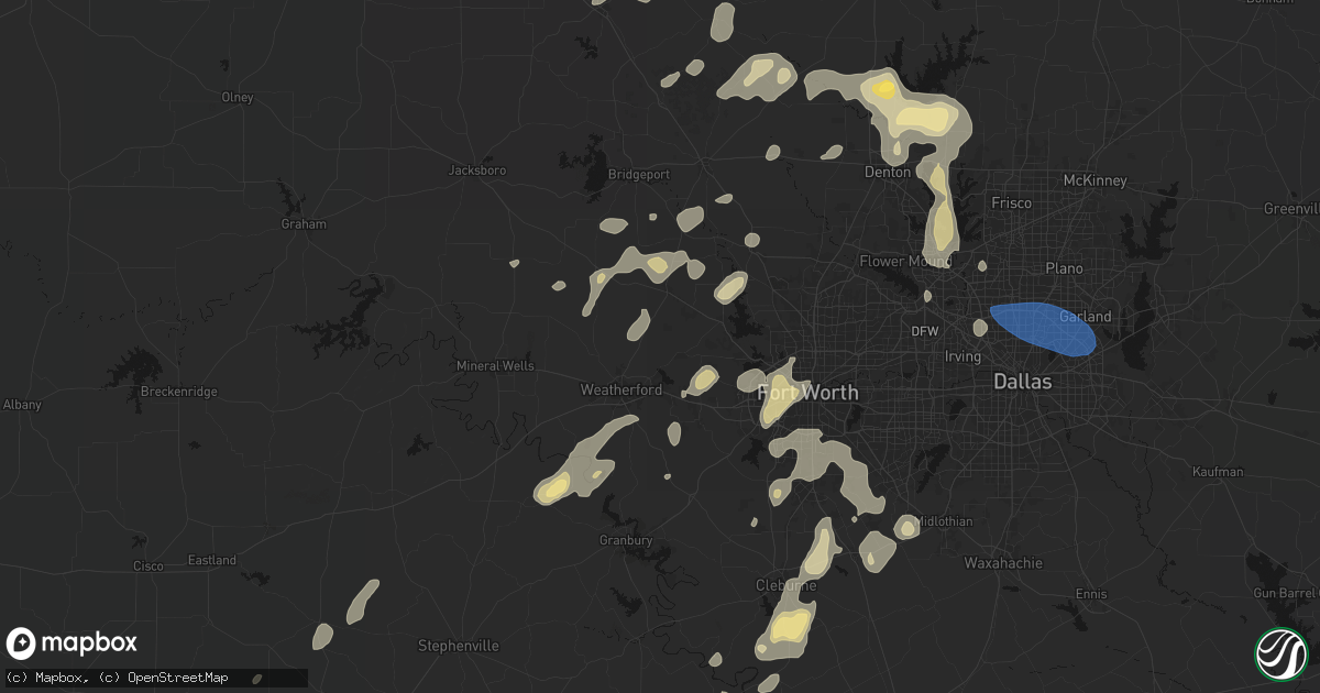 Hail map in Weatherford, TX on May 19, 2026