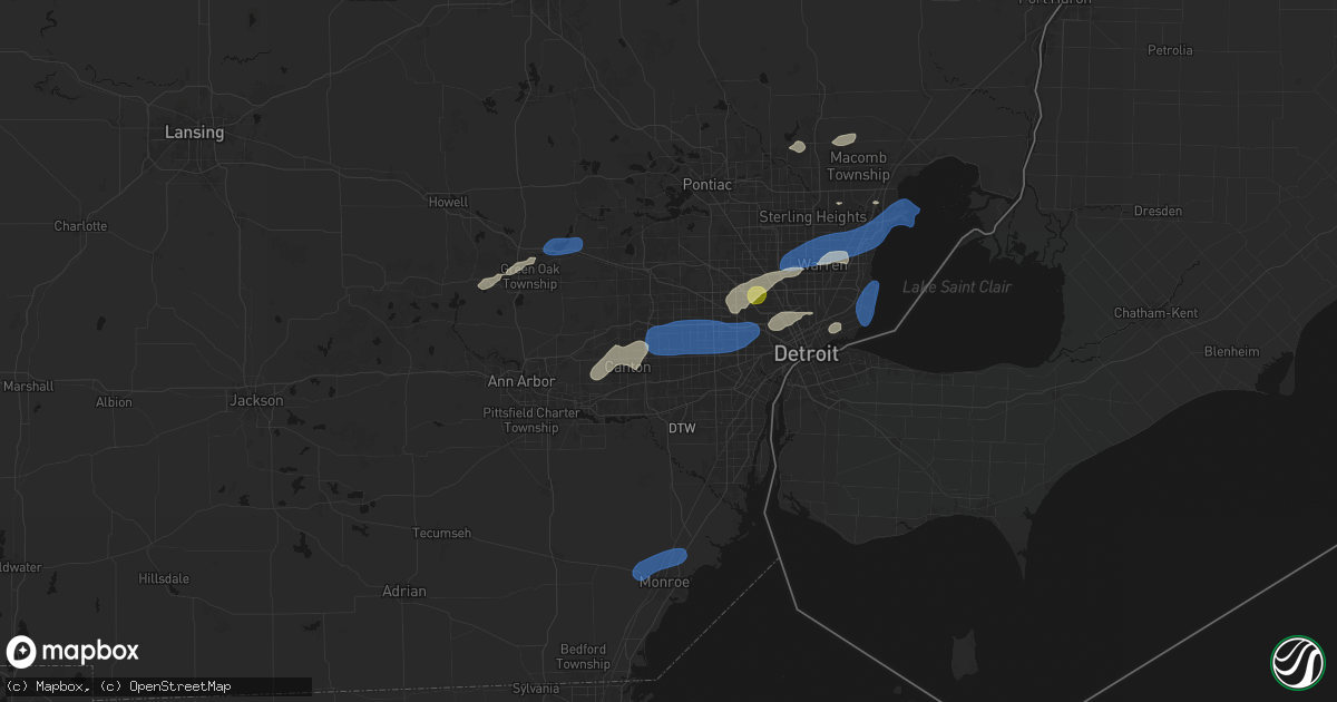 Hail map in Westland, MI on May 19, 2026