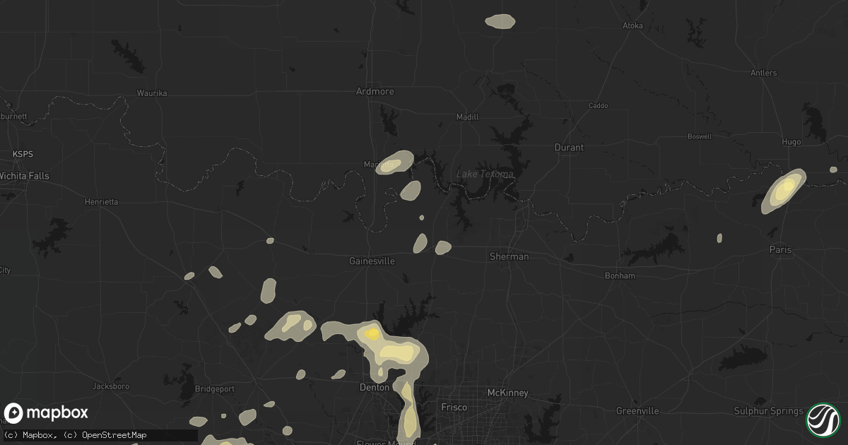 Hail map in Whitesboro, TX on May 19, 2026