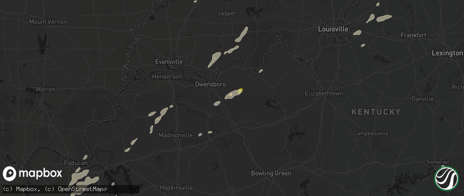 Hail map in Whitesville, KY on May 19, 2026