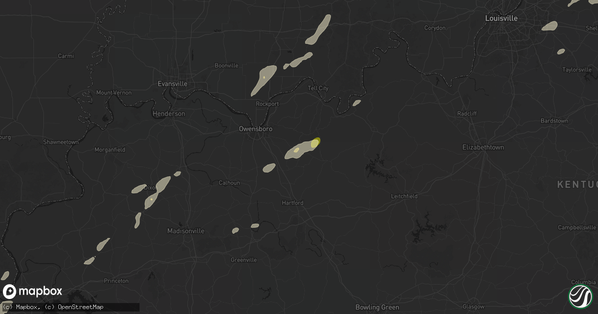 Hail map in Whitesville, KY on May 19, 2026