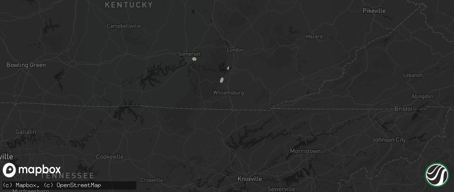 Hail map in Williamsburg, KY on May 19, 2026