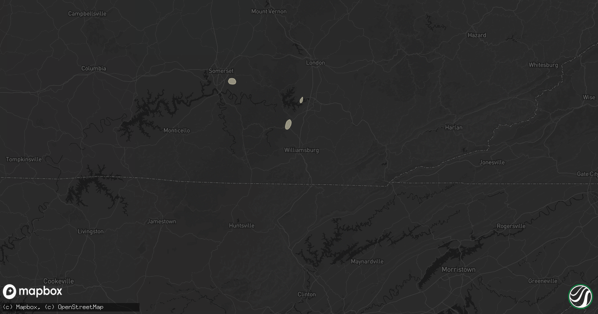Hail map in Williamsburg, KY on May 19, 2026