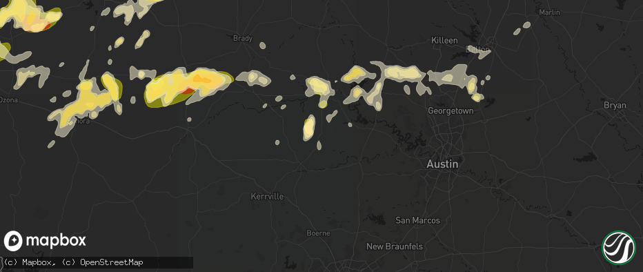 Hail map in Willow City, TX on May 19, 2026