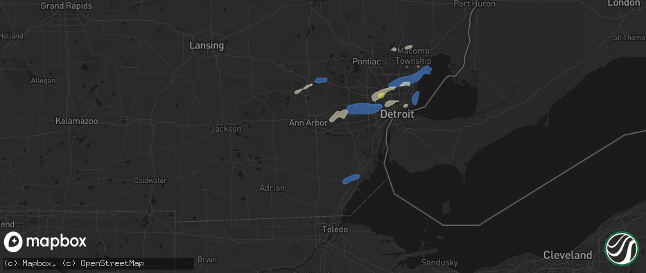 Hail map in Ypsilanti, MI on May 19, 2026