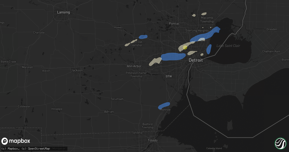 Hail map in Ypsilanti, MI on May 19, 2026