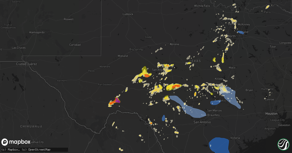 Hail map on May 19, 2026